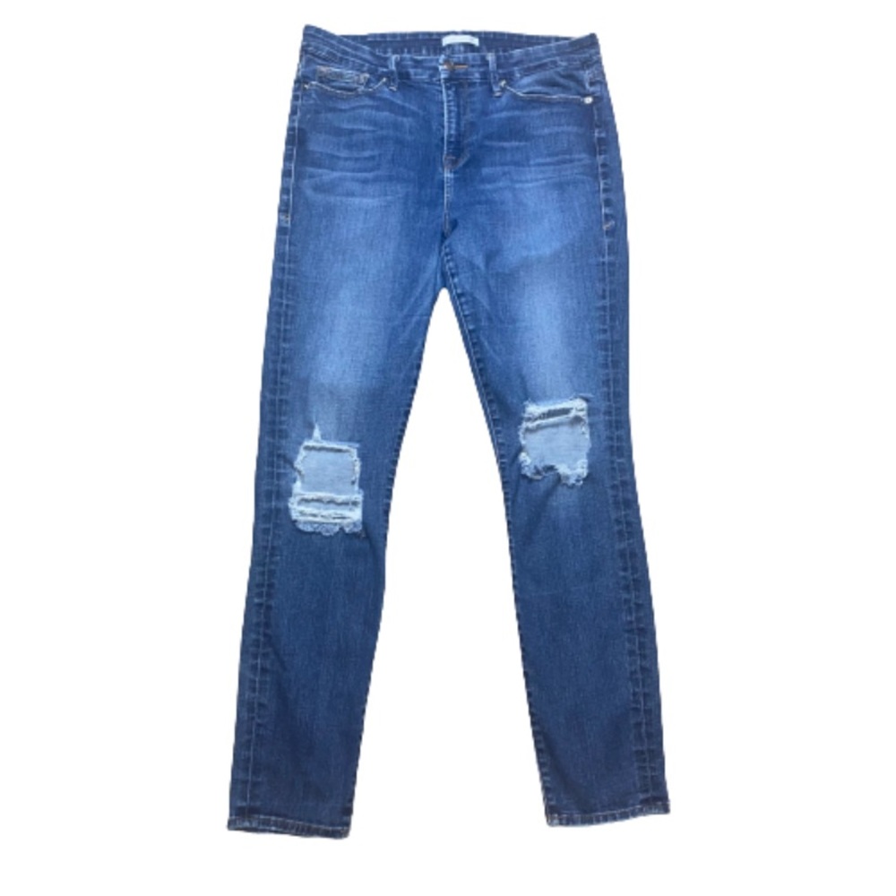 Good American Good Legs High Waist Rise Jeans 14 32 Ripped